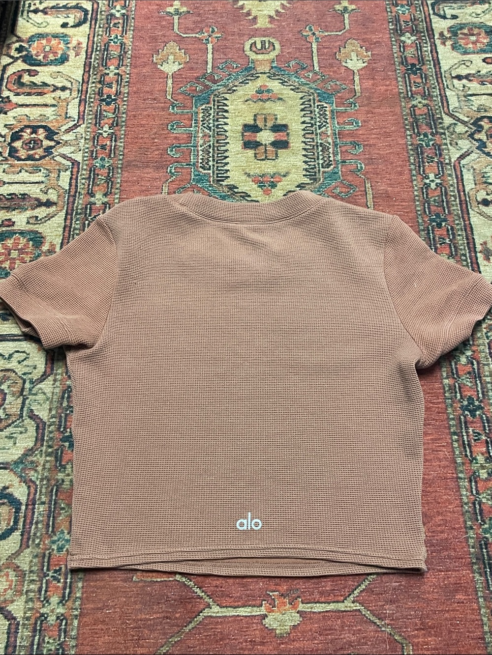 Alo Waffle Knit Short Sleeve Crop Top - Dusty Rose